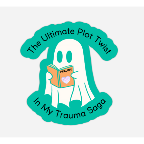 "The Ultimate Plot Twist" Ghost Sticker - Blue Background Clear Vinyl (5cm x 5cm)